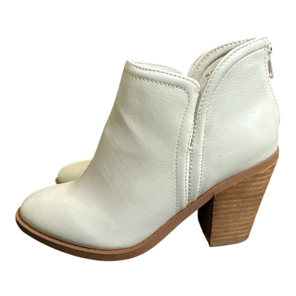 Anthropologie Joie Kayden Off White/Cream Leather Heeled Ankle Boots - Picture 4 of 8